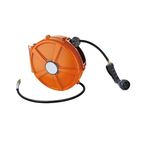 Automatic pressure washer hose reels with nozzle