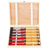 Good quality wood chisels with wooden box 381041