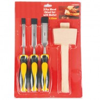 Hot sell mortise chisels set with a wooden mallet 381017
