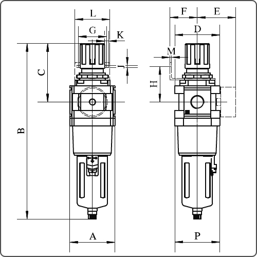 air filter with regulator