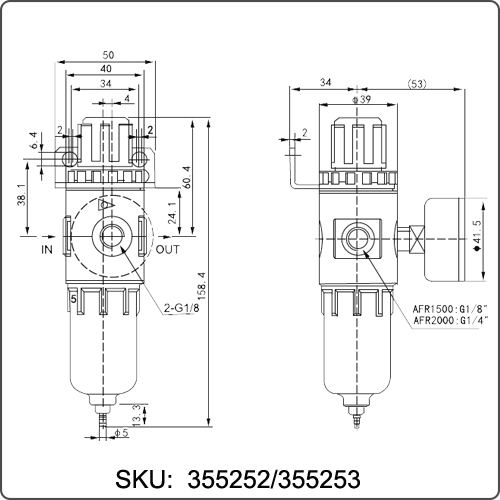 air regulator with gauge and filter